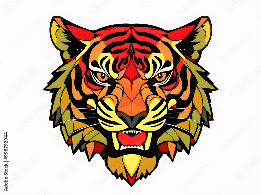 Fototapeta premium Tiger head vector illustration isolated on white background.