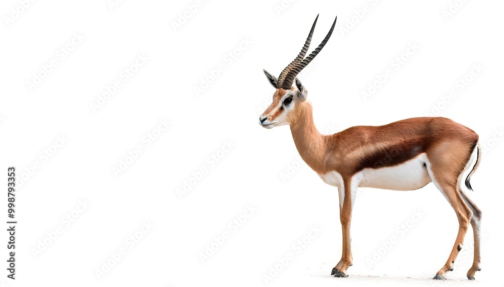 Obraz premium gazelle is one of many antelope species in the genus Gazella are found mostly in the deserts, grasslands, and savannas of Africa. Isolated on white background with copy space