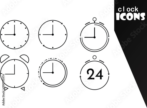 Clock icon set