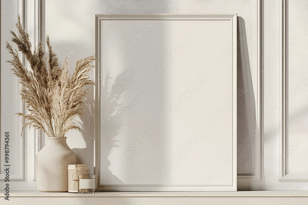 3D Render of a Mockup Poster Frame in a Close-Up View Against a Contemporary Interior Background