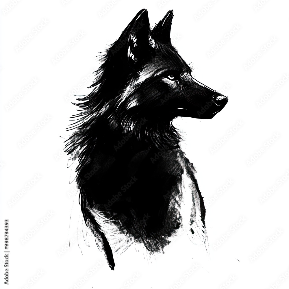 Fototapeta Line drawing dog, black and white
