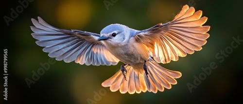  A bird flying in the air with widespread wings