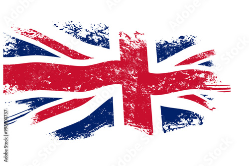 Flying British flag with a grunge effect, UK flag