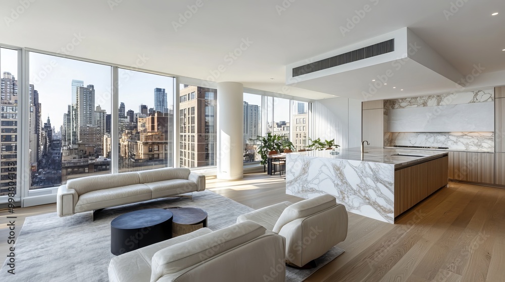 Photo inspiration: Picture Idea: Expansive Windows Flood A Modern Apartment With Daylight Illuminating