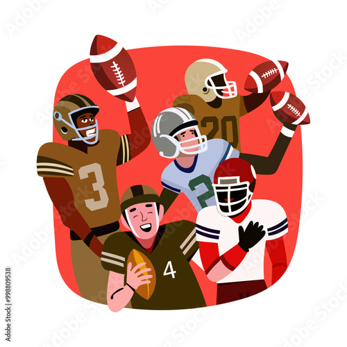 A flat style illustration of gridiron players 