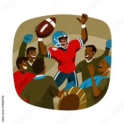 A flat style illustration of touchdown 