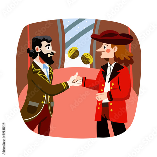 A flat style illustration of coin toss 