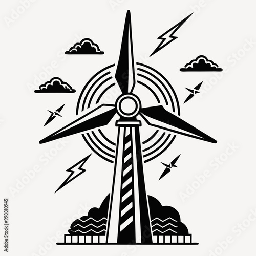 Electric Power Generation Turbine in Industrial Style