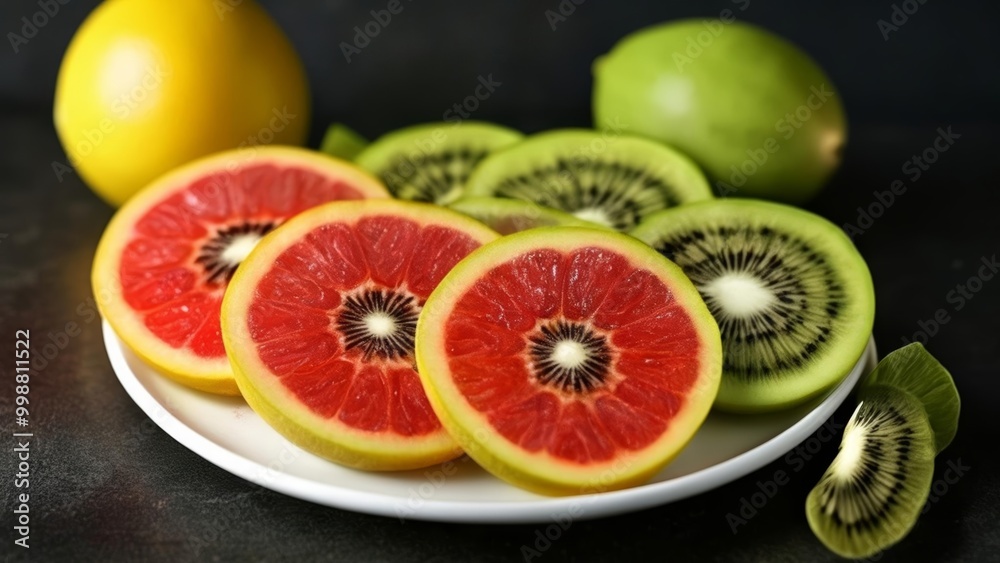 Fresh and vibrant fruit slices ready to be enjoyed Fresh and vibrant fruit slices ready to be enjoyed