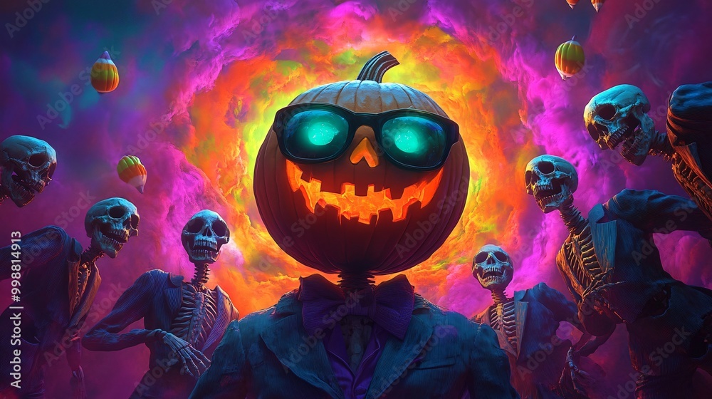 Halloween party concept with pumpkin character Halloween party concept with pumpkin character