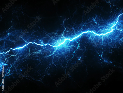 Wallpaper Mural Blue Lightning on a Black Background Torontodigital.ca