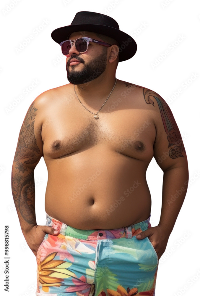 PNG Plus size Latino man in a swimming pants standing in front of a colorful wall fashion tattoo adult. PNG Plus size Latino man in a swimming pants standing in front of a colorful wall fashion tattoo adult.