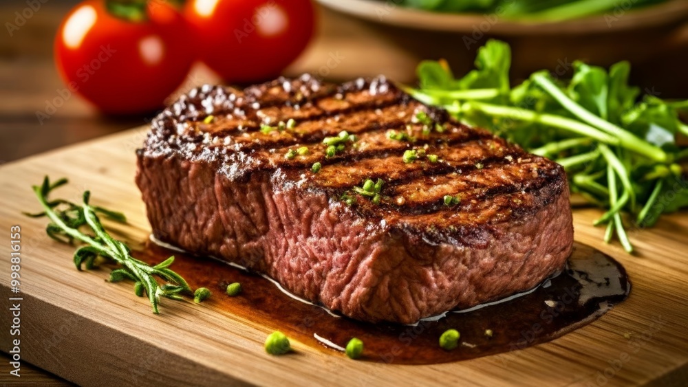 Deliciously grilled steak ready to be savored Deliciously grilled steak ready to be savored