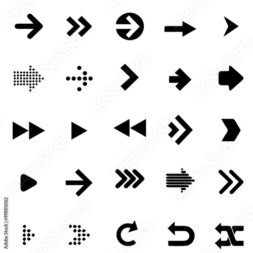 Set of arrows vector black isolated white blackground .arrow vector icon collection arrow