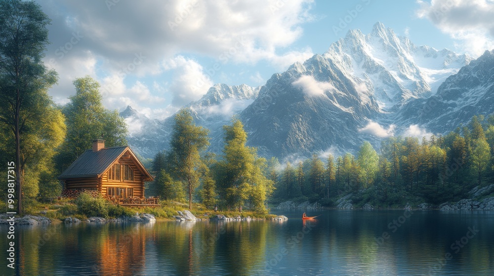 Cabin in the Mountains by the Lake Cabin in the Mountains by the Lake