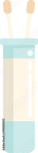 Medical test tube with cotton swabs for collecting biological material for analysis in a medical laboratory