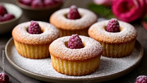  Deliciously sweet raspberrytopped cupcakes ready to be enjoyed