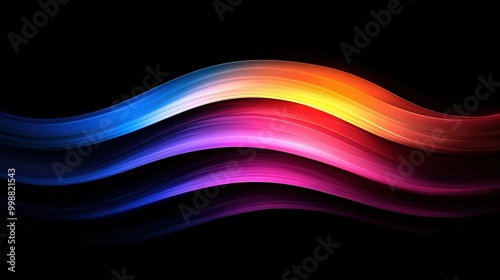  A multicolored wave on a black background with a single color background