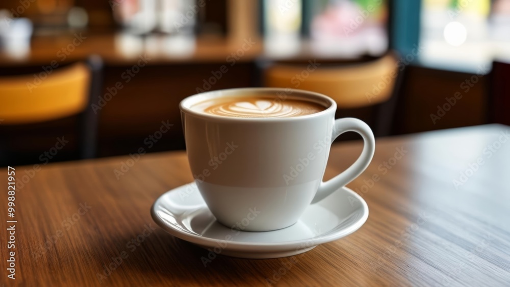 A moment of tranquility with a frothy coffee A moment of tranquility with a frothy coffee