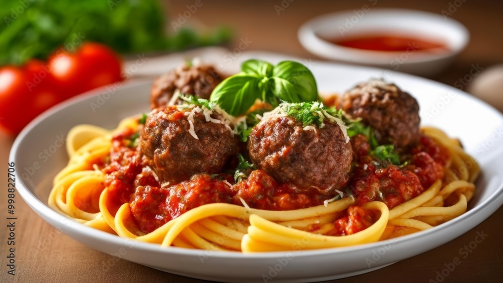 Delicious meatballs and spaghetti ready to be savored Delicious meatballs and spaghetti ready to be savored