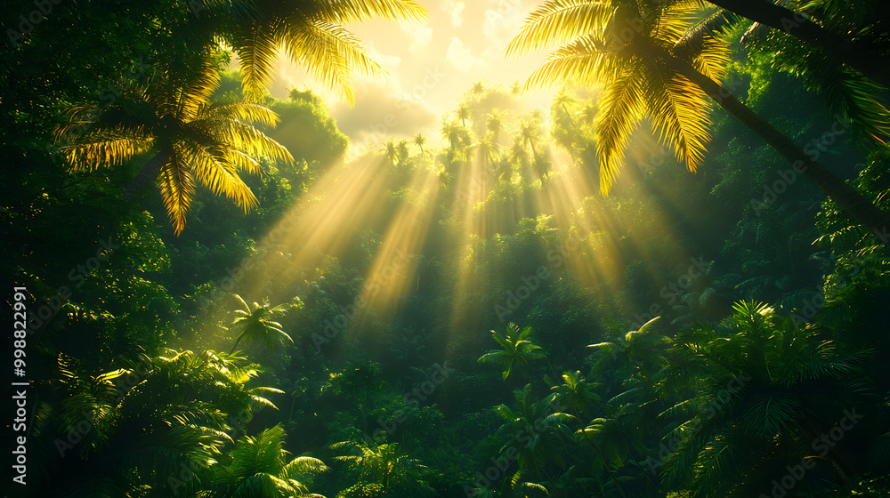 Fototapeta premium Lush Tropical Jungle in Taha'a