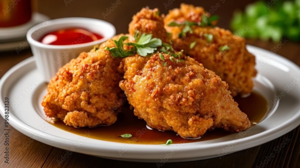 Crispy golden chicken bites ready to be savored Crispy golden chicken bites ready to be savored