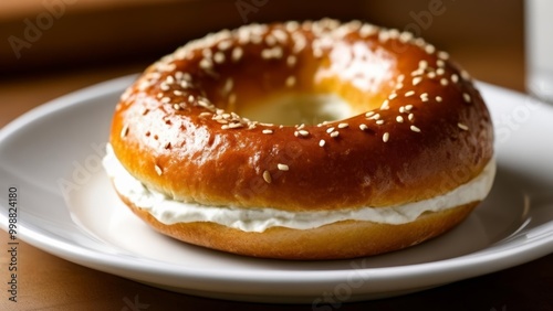  Deliciously toasted bagel with cream cheese and sesame seeds