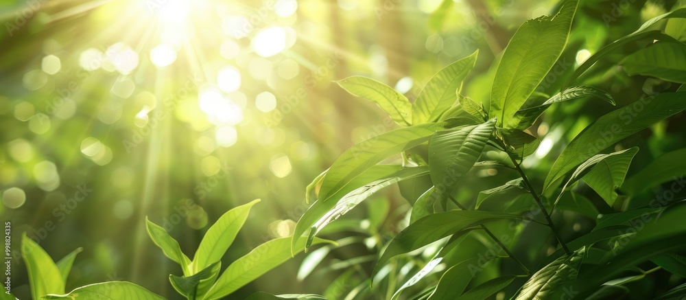 Green Tropic Plants With The Morning Sun Green Tropic Plants With The Morning Sun