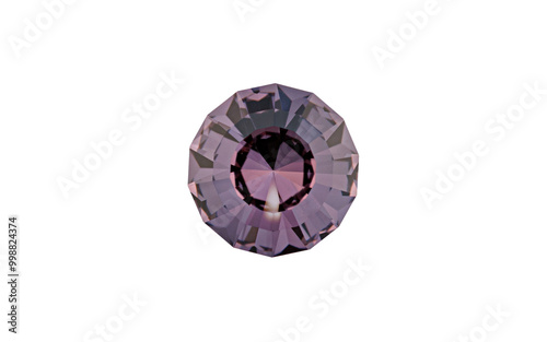 Spinel purple, violet faceted old mine cut stone mineral macro photography on white isolated background close up photo