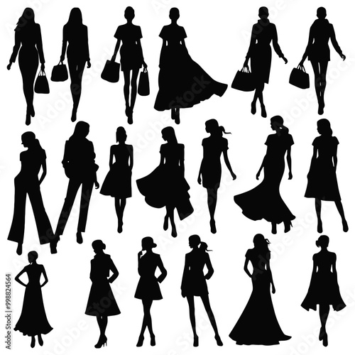 Icon sheet of fashion model, PNG and Vector