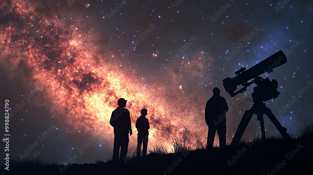 Fototapeta premium Astronomers monitor the sky and track objects in space using telescopes.