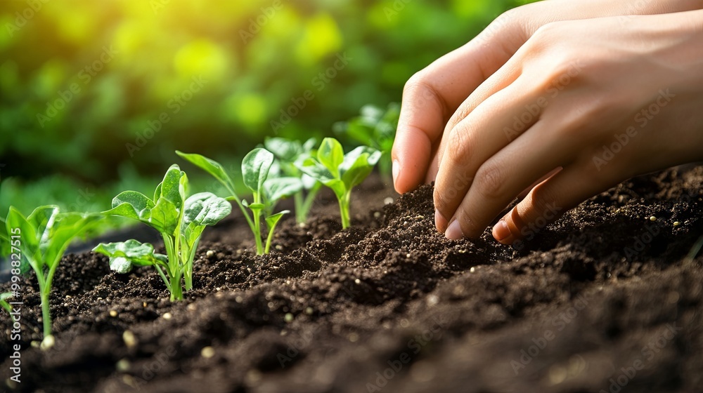 Close-up of hands planting seeds in soil, gardening and nature, springtime outdoor activity. Close-up of hands planting seeds in soil, gardening and nature, springtime outdoor activity.