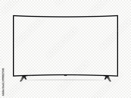 Realistic curved tv with transparent screen isolated on transparent background