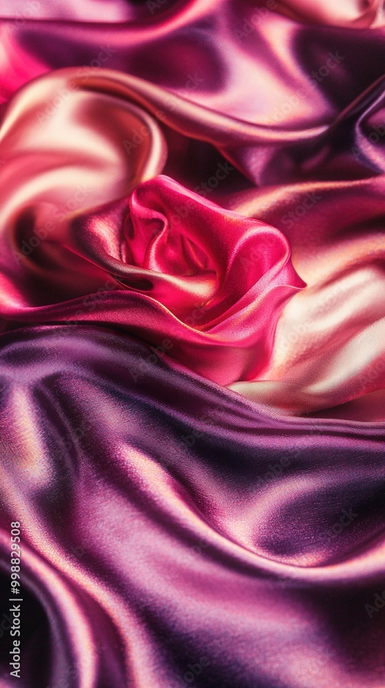 Fototapeta premium A close-up of a purple and pink fabric with wavy designs on both sides