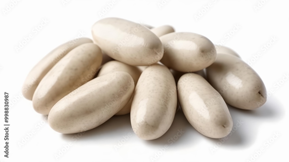 A collection of smooth round offwhite objects A collection of smooth round offwhite objects