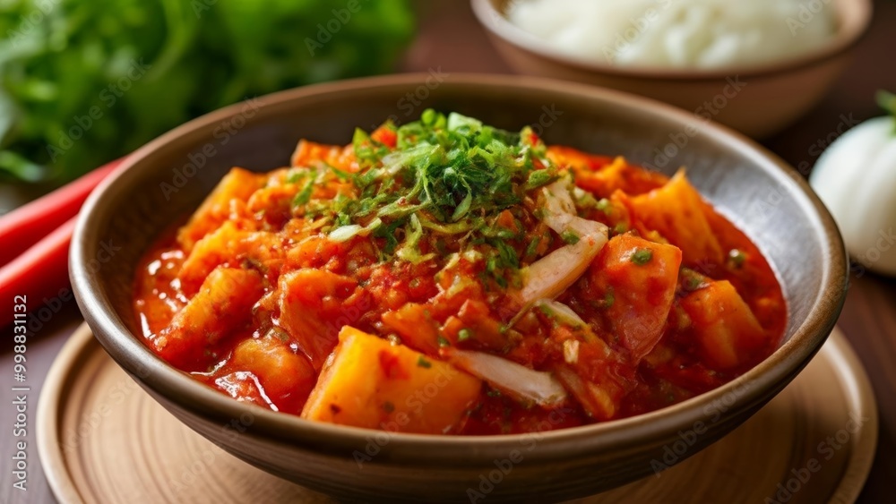 Delicious Asian dish with vibrant vegetables and herbs Delicious Asian dish with vibrant vegetables and herbs