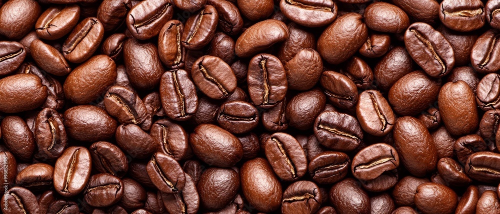 Fototapeta premium A mound of coffee beans with an ample supply in the center