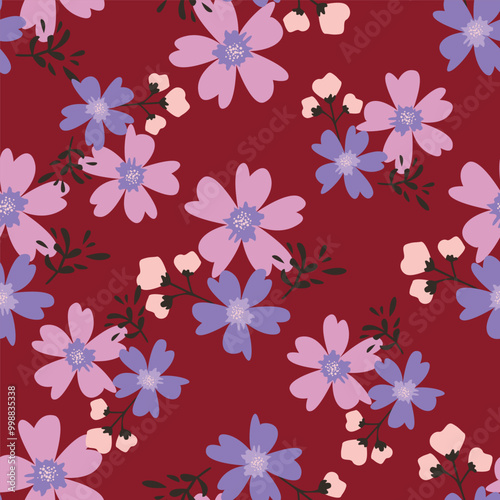 Abstract Digital Hand Drawn Seamless floral pattern background. ready for print digital flower textile allover design