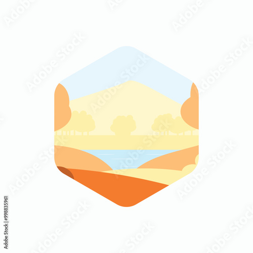 Autumn landscape logo illustration, vector 