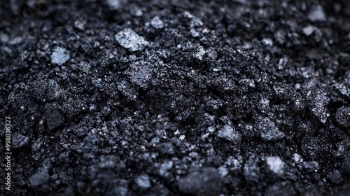 Close-up of rich, dark organic biochar soil,  its texture and fertility, emphasizing its benefits for agriculture.