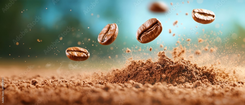 A mound of soil dispersing nuts, nearby earthings A mound of soil dispersing nuts, nearby earthings