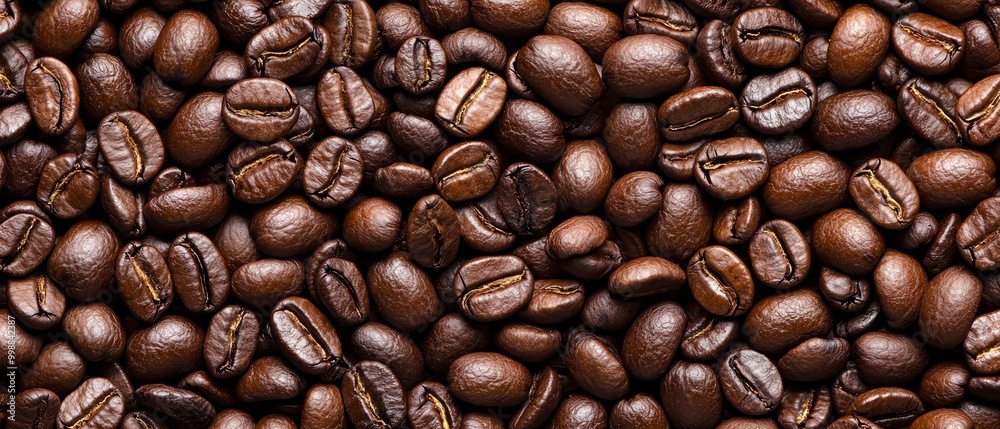 Fototapeta premium A pile of coffee beans with some at the base and top