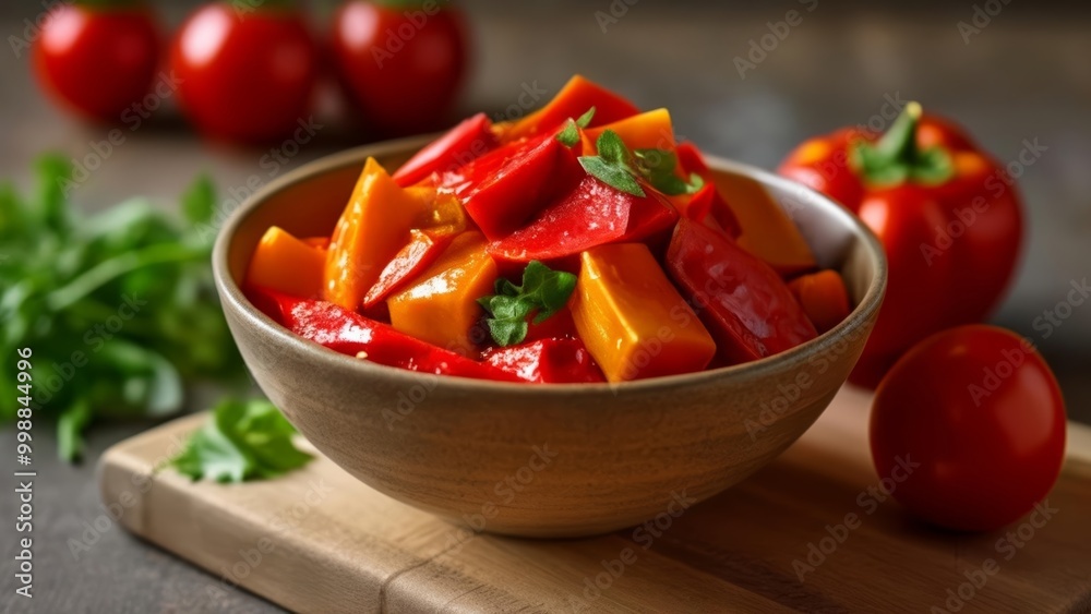 Freshly sliced bell peppers ready to add color and flavor to your dish Freshly sliced bell peppers ready to add color and flavor to your dish