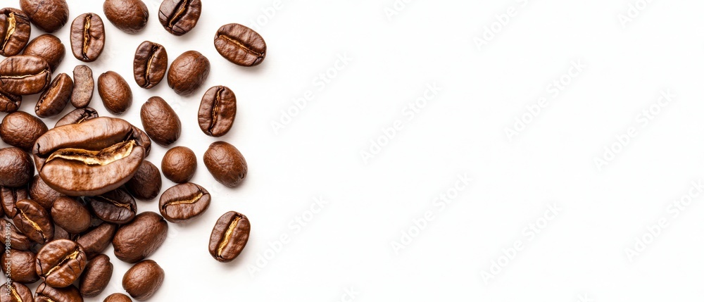 Four piles of coffee beans stacked upon one another Four piles of coffee beans stacked upon one another