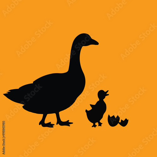 New Beginnings: silhouette  A Mother and Her Hatchling"

This reflects the imagery of the duck and its newly hatched baby, symbolizing birth and growth.t