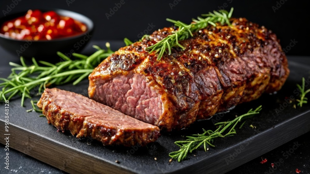 Deliciously grilled meat ready to be savored Deliciously grilled meat ready to be savored