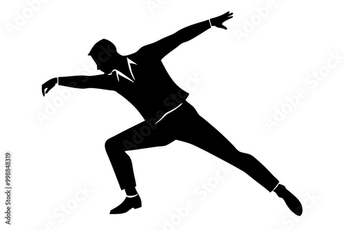 silhouette of a Man Performing a Freestyle Dance Move Vector Illustration