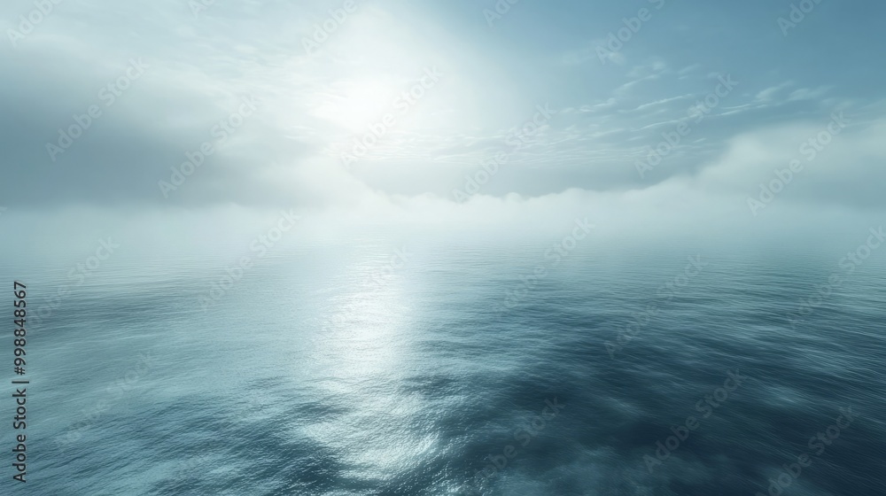 Obraz premium Open sea with icy waters and wintery mist, blending the vastness of the ocean with the chill of the season