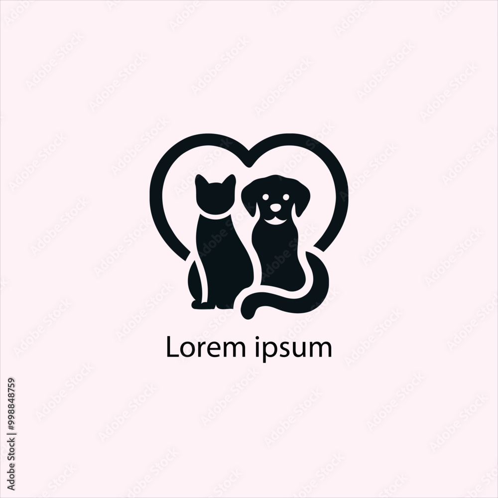 Fototapeta premium cat and dog vector logo set , animal, pet, illustration, vector, cat, 