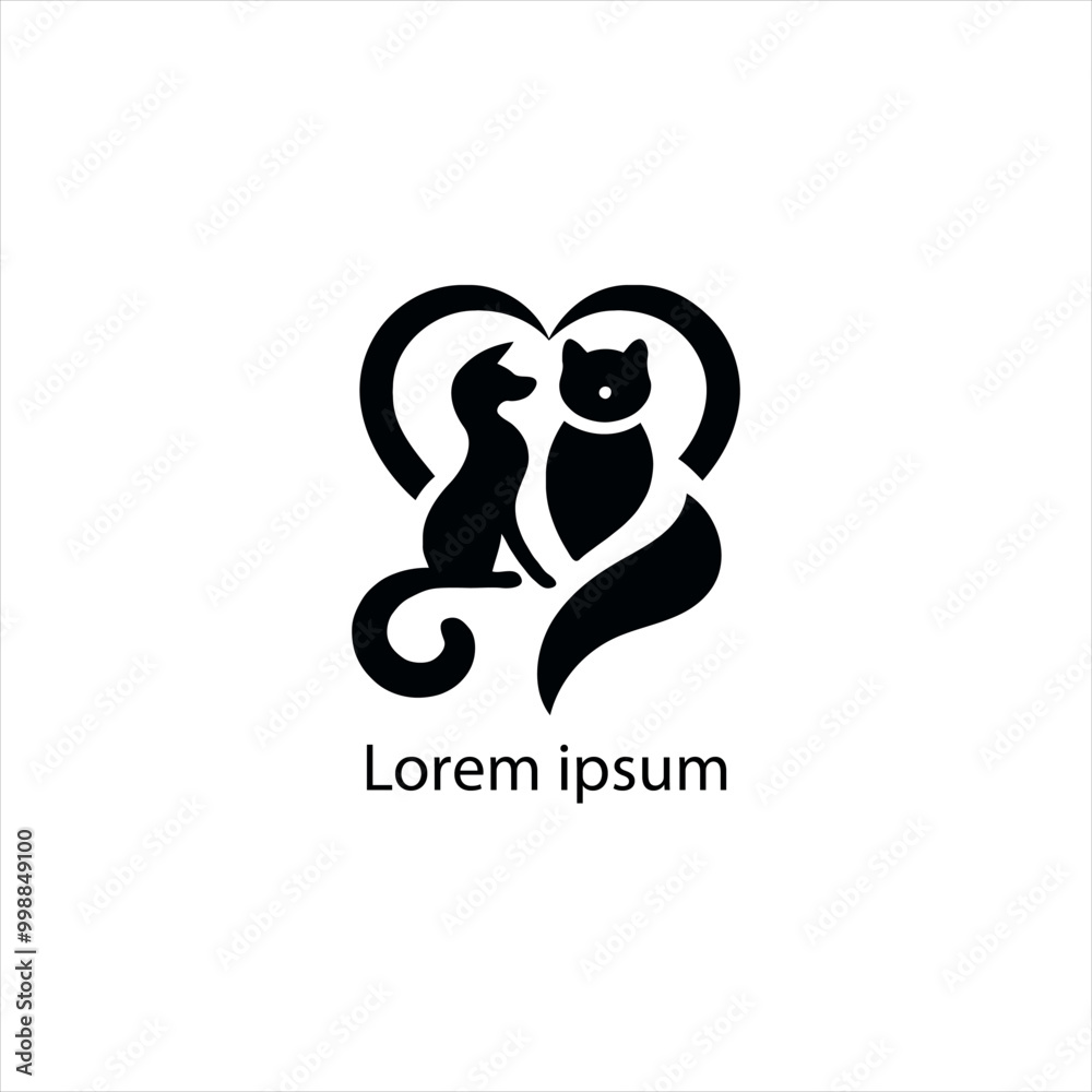 Obraz premium cat and dog vector logo set , animal, pet, illustration, vector, cat, 